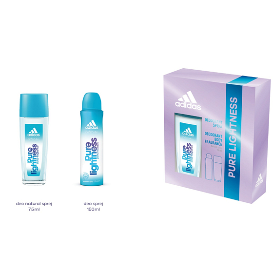 Adidas Pure Lightness parfümiertes Deodorantglas 75 ml + Deodorantspray 150 ml, Kosmetikset für Frauen