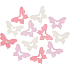 Schmetterling Holz beige, rosa, hellviolett 4 cm, 12 Stück