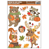 Fensterfolie ohne Kleber mit Glitzer Herbsttiere 42 x 30 cm