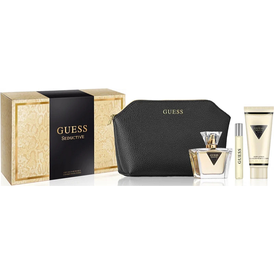Guess Seductive Eau de Toilette 75 ml + Körperlotion 100 ml + Eau de Toilette 15 ml + Kosmetiktasche, Geschenkset für Frauen