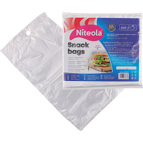 Niteola Snacktüten, HDPE, 16 × 24 cm, Stärke 8 µ, klar, 50 Stk