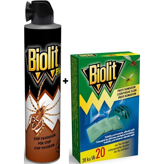 Biolit Plus Stop Spiders Spray 400 ml + Biolit-Pads zum Nachfüllen von 20 Stück elektrischem Mückenschutz