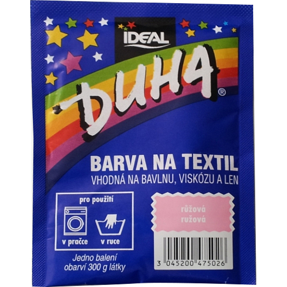 Ideal Duha rosa, Textilfarbe für Baumwolle, Viskose und Leinen, für 300 g Stoff, 15 g
