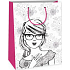 Ditipo Geschenk Papiertüte zum Malen 22 x 10 x 29 cm weißes Mädchen mit Brille Kreativ 40