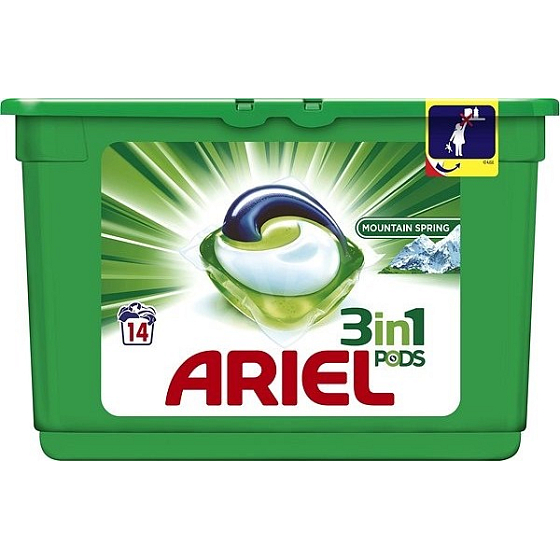 Ariel 3in1 Mountain Spring Gelkapseln zum Waschen von Kleidung 14 Stück 418,6 g