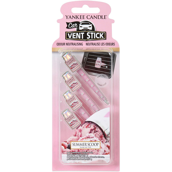 Yankee Candle Summer Scoop - Eine Kugel mit nach Sommer-Eiscreme duftenden Heringen für das Auto 29 gx 4 Stück