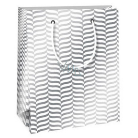 Ditipo Geschenk Papiertüte 11,4 x 6,4 x 14,6 cm Trendige Farben weiß-grau