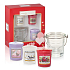 Yankee Candle Valentinstag 2019 Vanille - Vanille + Rote Himbeere - Rote Himbeere + Süße Morgenrose - Süße Morgenrose Votivkerze 3 x 49 g + Glasteimer Kerzenhalter, Geschenkset