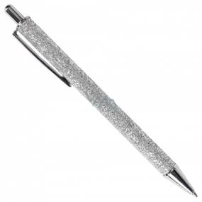 Albi Kugelschreiber glitzerndes Silber 14 cm