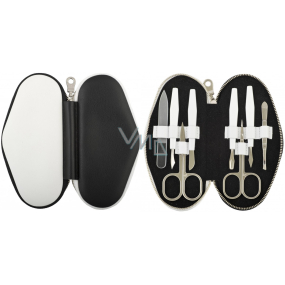 Dup Manicure Zita Leder 8-teiliges Set mit schwarzem und weißem Muster 230401-462