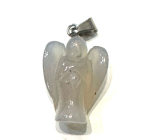 Grauer Achat, heller Schutzengel, Anhänger aus natürlichem Stein, handgeschliffen 2 - 2,2 cm