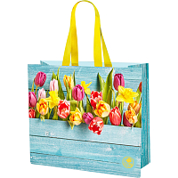 Niteola waschbare Einkaufstasche, 45 × 40 × 18 cm, Tulpenmuster