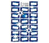Bogen Weihnachtsetiketten Geschenkaufkleber Blau mit Sternen 17 x 24,5 cm