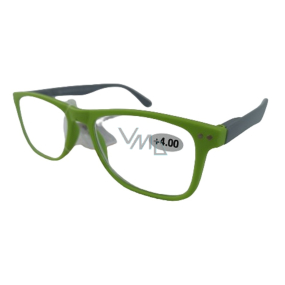 Berkeley Lese-Dioptrienbrille +4 Kunststoff grün, graue Seitenrahmen 1 Stück MC2268