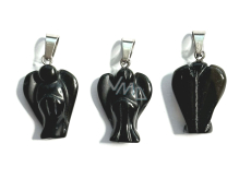 Schwarzer Achat Engel Anhänger Naturstein handgeschliffen 2-2,2cm, Ruhe-Schutz-Kraft-Harmonie