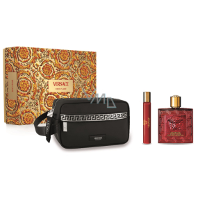 Versace Eros Flame Eau de Parfum 100 ml + Eau de Parfum 10 ml + Kosmetiktasche, Geschenkset für Männer Versace Eros Flame Eau de Parfum 100 ml + Eau de Parfum 10 ml + Kosmetiktasche, Geschenkset für Männer