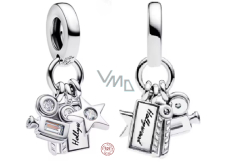 Charm Sterlingové stříbro 925 Hollywood Kamera a Hvězda, pro milovníky filmu, přívěsek na náramek film