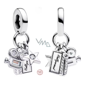 Charm Sterlingové stříbro 925 Hollywood Kamera a Hvězda, pro milovníky filmu, přívěsek na náramek film