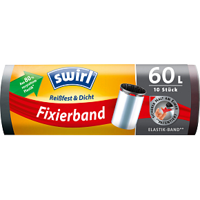 Swirl Abfallbeutel mit elastischem Bund, 68 × 73 cm, 19 µ, 60 l, 10 Stk Swirl Abfallbeutel mit elastischem Bund, 68 × 73 cm, 19 µ, 60 l, 10 Stk