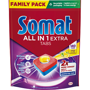 SOMAT FAMILY TABS ZITRONE ALL IN 1 EXTRA 140 WASCHGÄNGE 2257