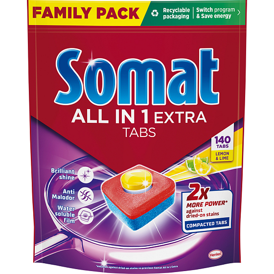 Somat Tabletten für den Geschirrspüler All in 1 Extra Lemon 140 Stk