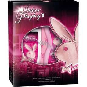 Playboy Super Playboy für ihr parfümiertes Deodorantglas für Frauen 75 ml + Duschgel 250 ml, Kosmetikset