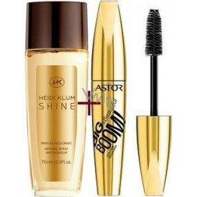 Astor Big & Beautiful Boom! Mascara schwarz 12 ml + Heidi Klum Shine parfümiertes Deodorantglas für Frauen 75 ml, Kosmetikset