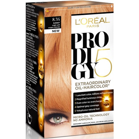 Loreal Paris Prodigy 5 Haarfarbe 8.34 hellblond kupfer