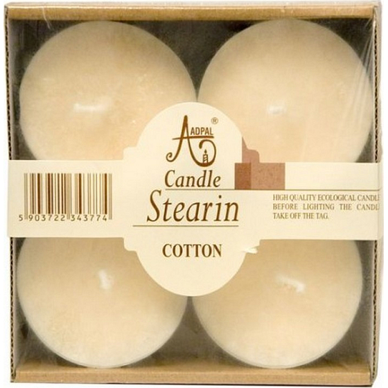 Adpal Stearin Maxi Cotton - Teelichter mit Baumwollduft 4 Stück