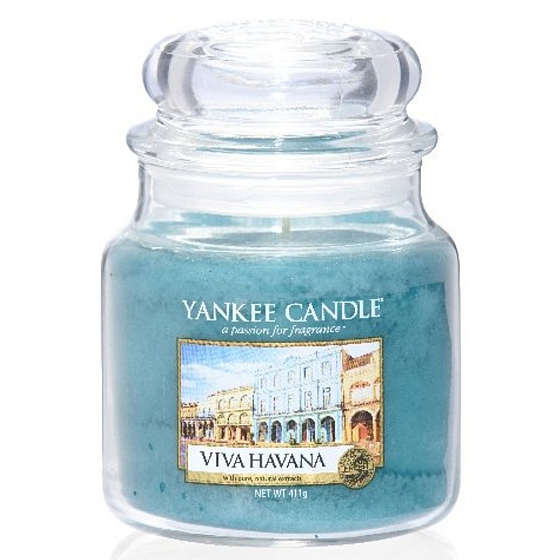 Yankee Candle Viva Havana - Es lebe die Duftkerze von Havanna Klassisches mittleres Glas 411 g