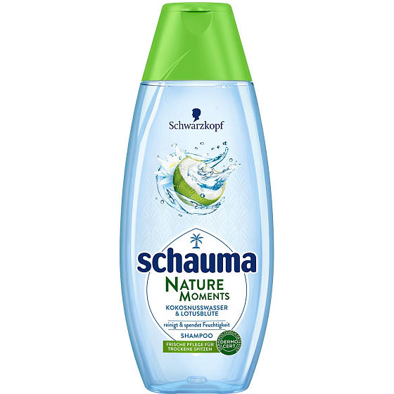 Schauma Nature Moments Indonesisches Kokoswasser und Lotusblüten feuchtigkeitsspendendes und regenerierendes Shampoo 250 ml