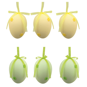 Kunststoff-Eier zum Aufhängen 5 cm, mit Blümchen, 6 Stück in der Tüte