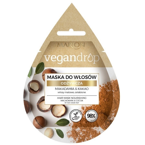 Marion Vegan Drop Macadamia Öl & Kakaobutter Pflegende Haarmaske zur Wiederherstellung der Haarflexibilität 20 ml