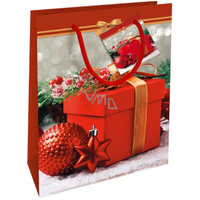 Nekupto Geschenkpapier Tasche 23 x 18 x 10 cm Weihnachten rot mit Geschenk