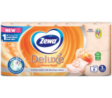 Zewa Deluxe Aqua Tube Cashmere Peach Parfümiertes Toilettenpapier 150 Schnipsel 3lagig 8 Stück, spülbare Rolle