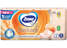 Zewa Deluxe Aqua Tube Cashmere Peach Parfümiertes Toilettenpapier 150 Schnipsel 3lagig 8 Stück, spülbare Rolle