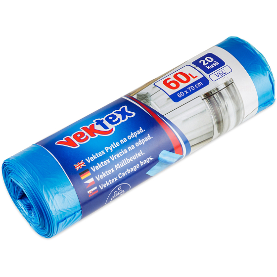 Vektex Abfallbeutel blau 9 µ, 60 Liter 60 x 70 cm 20 Stück