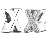 Charme Sterling Silber 925 Alphabet Buchstabe X, Perle für Armband