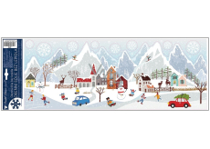 Fensterfolie Weihnachten Winterdorf und Autos mit Glitter 21 x 59,5 cm