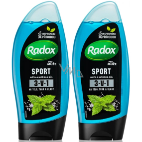 Radox Men Sporty Watermint & Sea Minerals 3in1 Duschgel und Shampoo für Männer 2 x 250 ml, Duopack