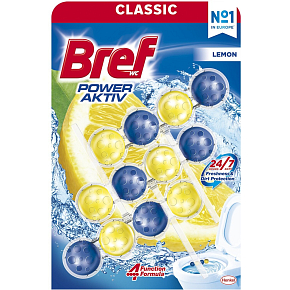 Bref WC Power Aktiv Zitrone, WC-Kugeln, 3 × 50 g Bref WC Power Aktiv Zitrone, WC-Kugeln, 3 × 50 g