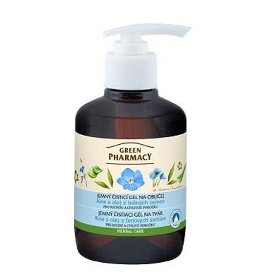 Green Pharmacy Aloe Vera und Leinsamenöl Sanftes Gesichtsreinigungsgel 270 ml