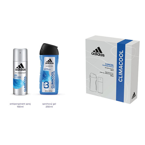 Adidas Climacool Antitranspirant Deodorant Spray für Männer 150 ml + 3 in 1 Duschgel für Körper, Gesicht und Haare 250 ml, Kosmetikset
