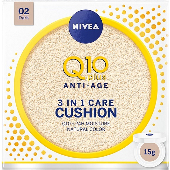 Nivea Q10 Plus Anti-Age Kissen 3in1 Pflege Toning Creme in einem Schwamm 02 Dark 15 g