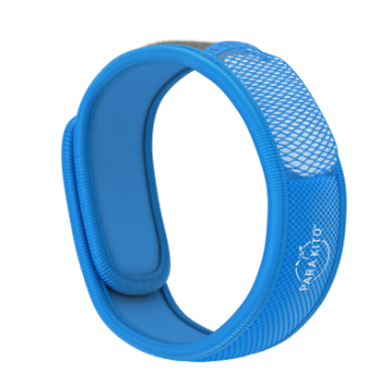 Parakito Repellent Mückenarmband Farbig blau natürlich, nachfüllbar, wasserdicht, Schutz 24h / Tag - 15 Tage zum Nachfüllen + zwei Nachfüllungen