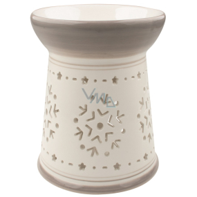 Aromalampa Keramik weißgrau mit Flocke 15 cm