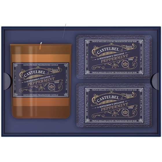Castelbel Peppermint feste Seife 2 x 150 g + Kerze in Glas 180 g, Luxuskosmetikset für Männer