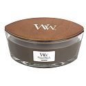 WoodWick Oudwood - Harzduftkerze mit breitem Holzdocht und Deckelglasboot 453 g