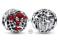 Sterling Silber 925 Marvel Spiderman über der Stadt, Armband Perle