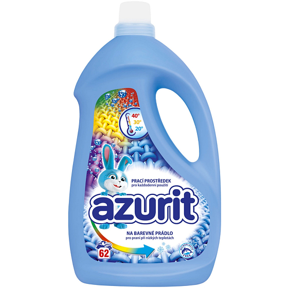 Azurit Universal-Flüssigwaschmittel für Buntwäsche zum Waschen bei niedrigen Temperaturen 62 Dosen 2,48 l